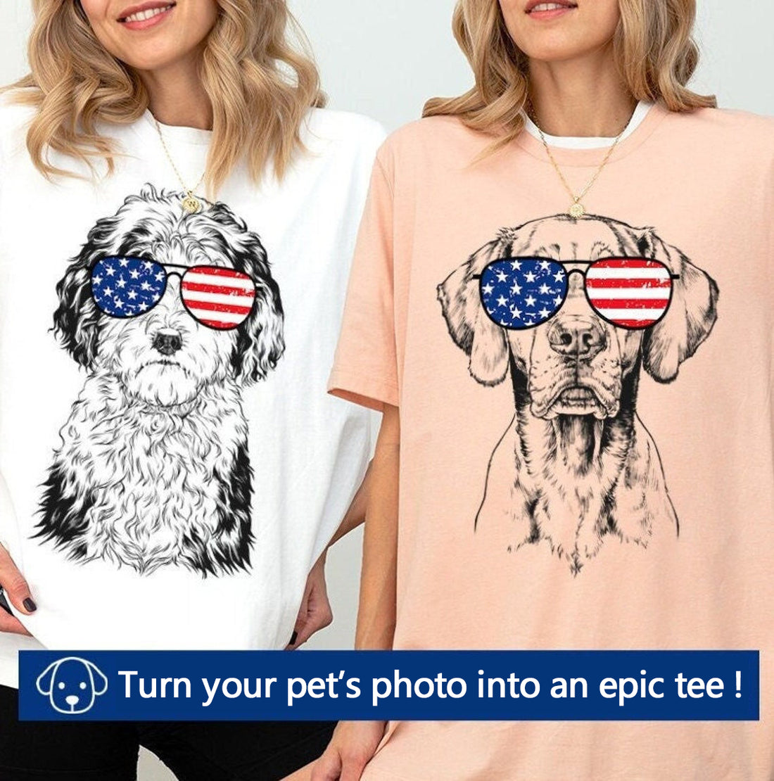 Custom Dog Cat 4th of July Shirt - Custom Pet Photo