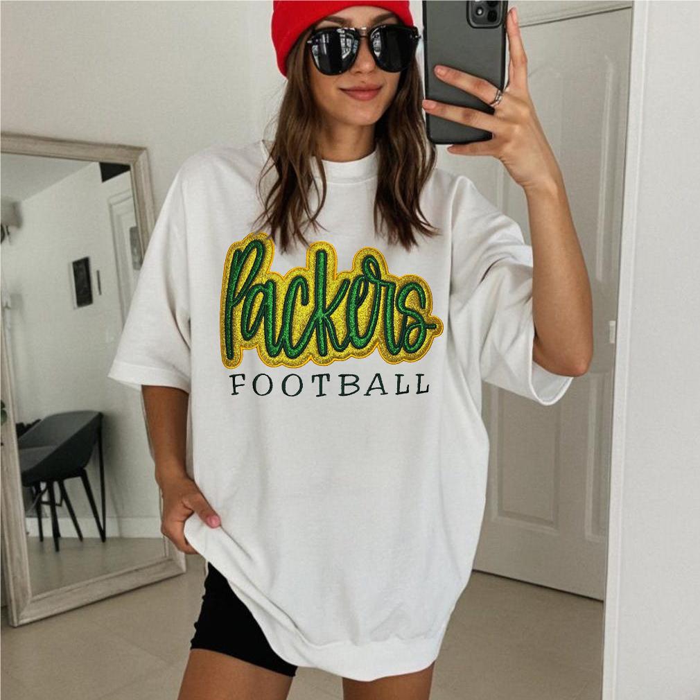 Personalized Embroidered Packers Glitter HOODED Sweatshirt with Border