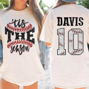 Sport Game Day - Glitter Tis The Season Baseball Shirt - Sports Team Mom Family Tee & Sweatshirt