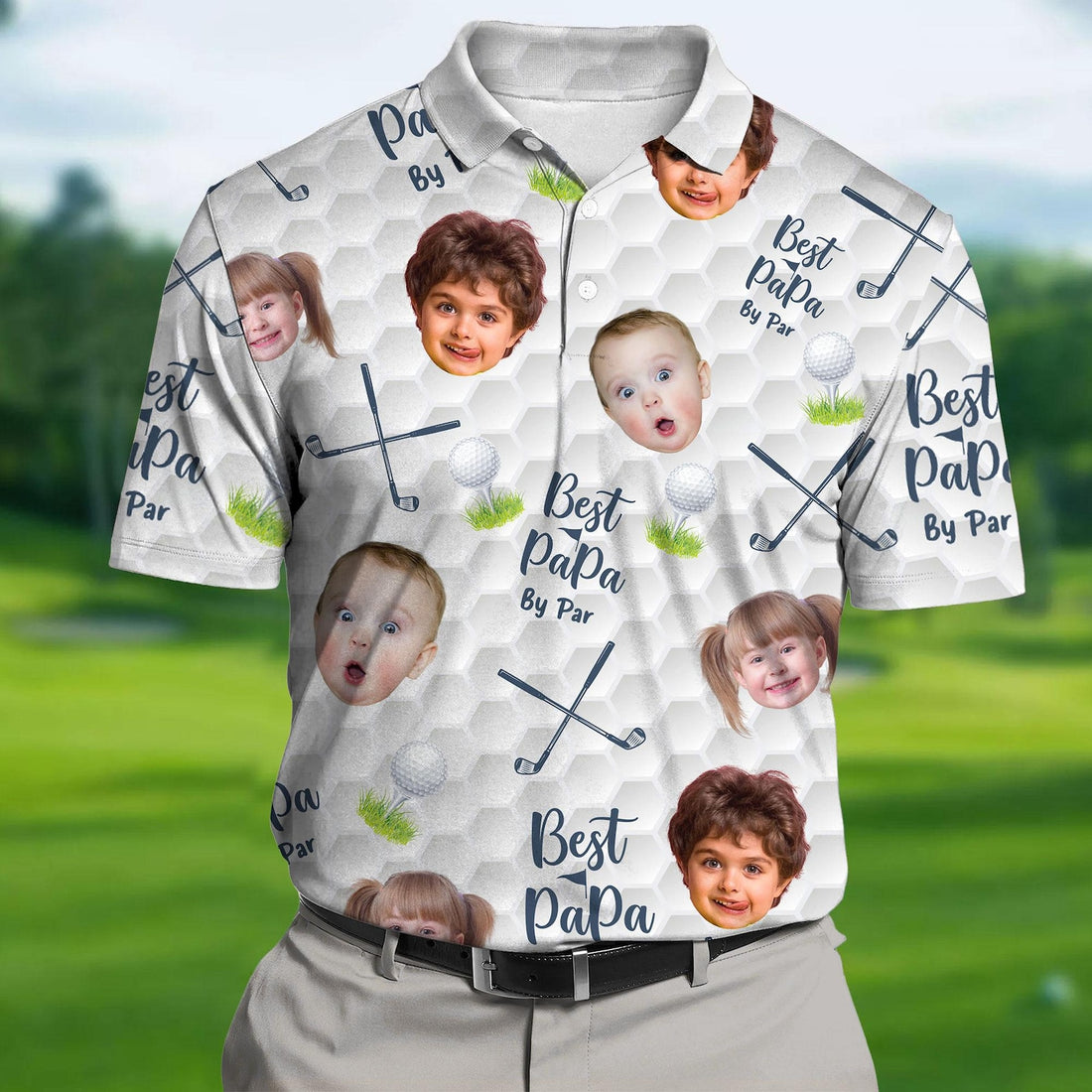 Custom Photo Best Dad By Par - Family Personalized Custom All Over Print Polo Shirt