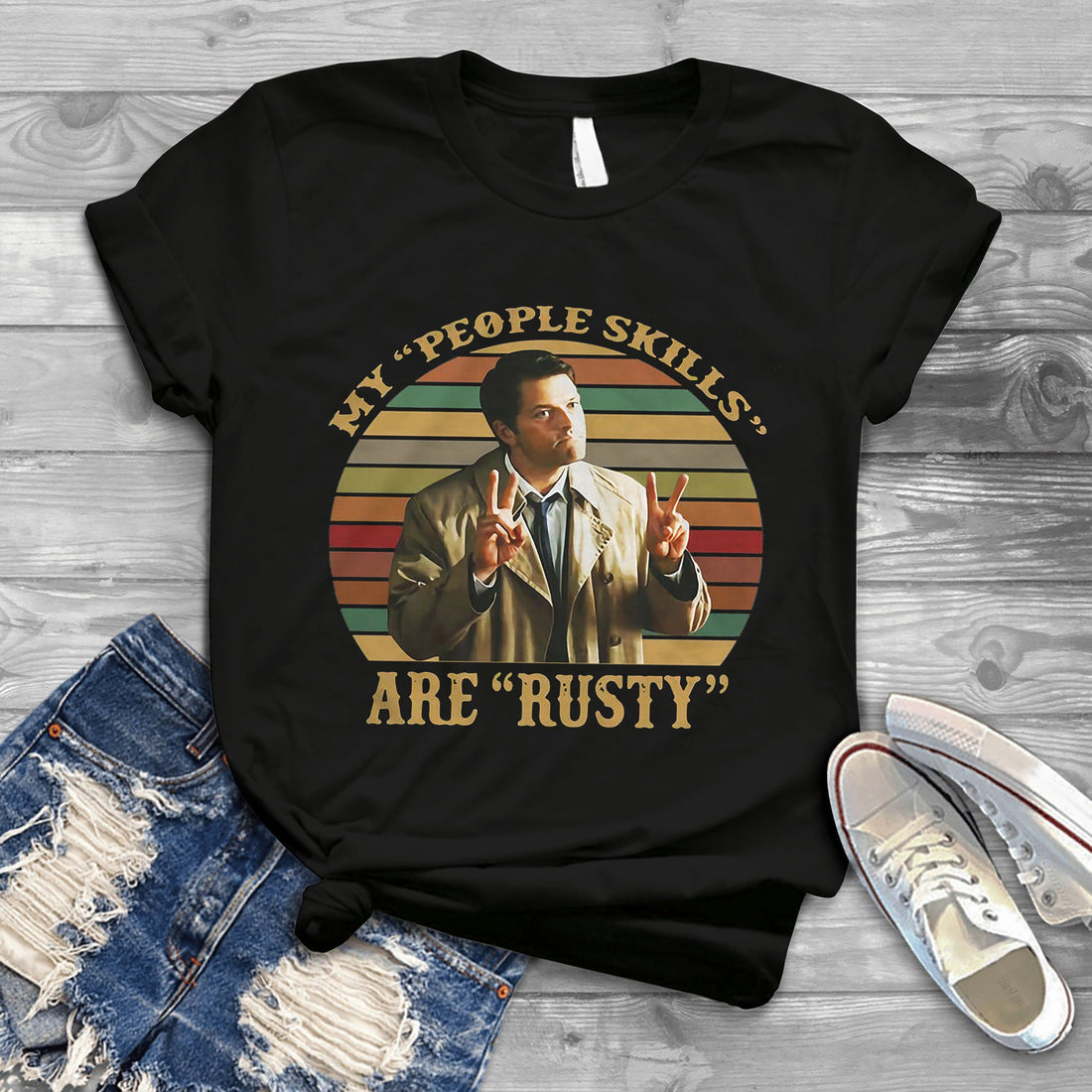 Castiel Supernatural My People Skills Are Rusty Retro Vintage T-Shirt