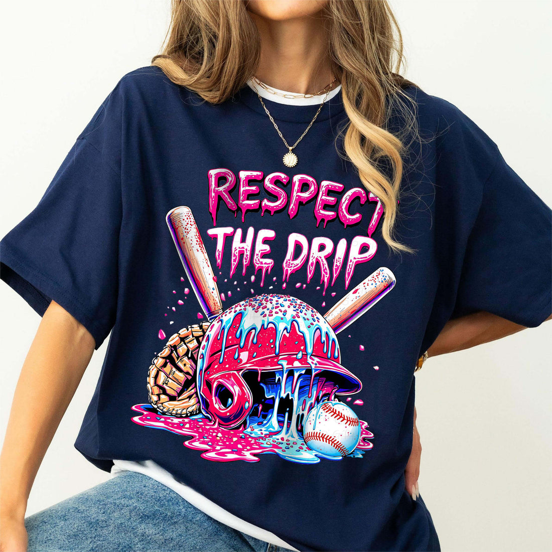 Respect The Drip - Custom Baseball Helmet Ice Cream Drip Two Side T-shirt