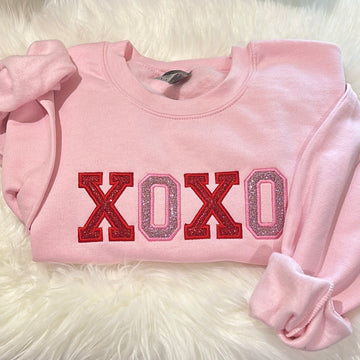 XOXO Glitter Appliqué Embroidered Sweatshirt