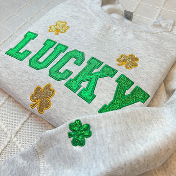 St Patty's Lucky Glitter Embroidered Sweatshirt