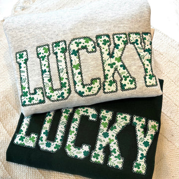 St Patrick's Embroidered Lucky Shamrock Sweatshirt