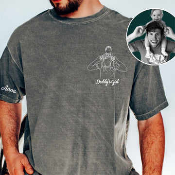 Custom Photo Shirt For Dad - Dad Portrait Embroidered Shirt