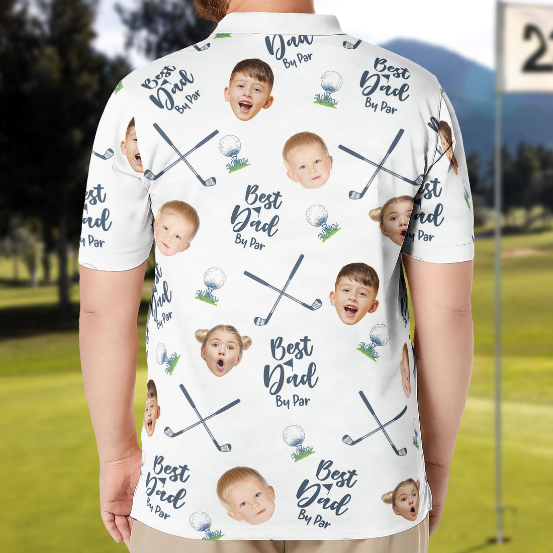 Personalized Best Dad By Par Polo Shirt with Face