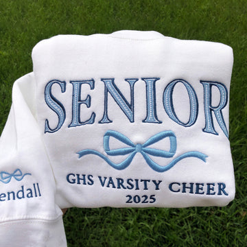 Personalized Embroidered Senior Coquette Bow Sweatshirt -  Senior Team Shirts