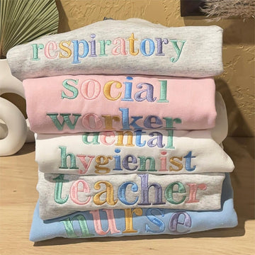 Custom Pastel Colors Career Embroidered Tshirt/Sweatshirt - Career Shirt