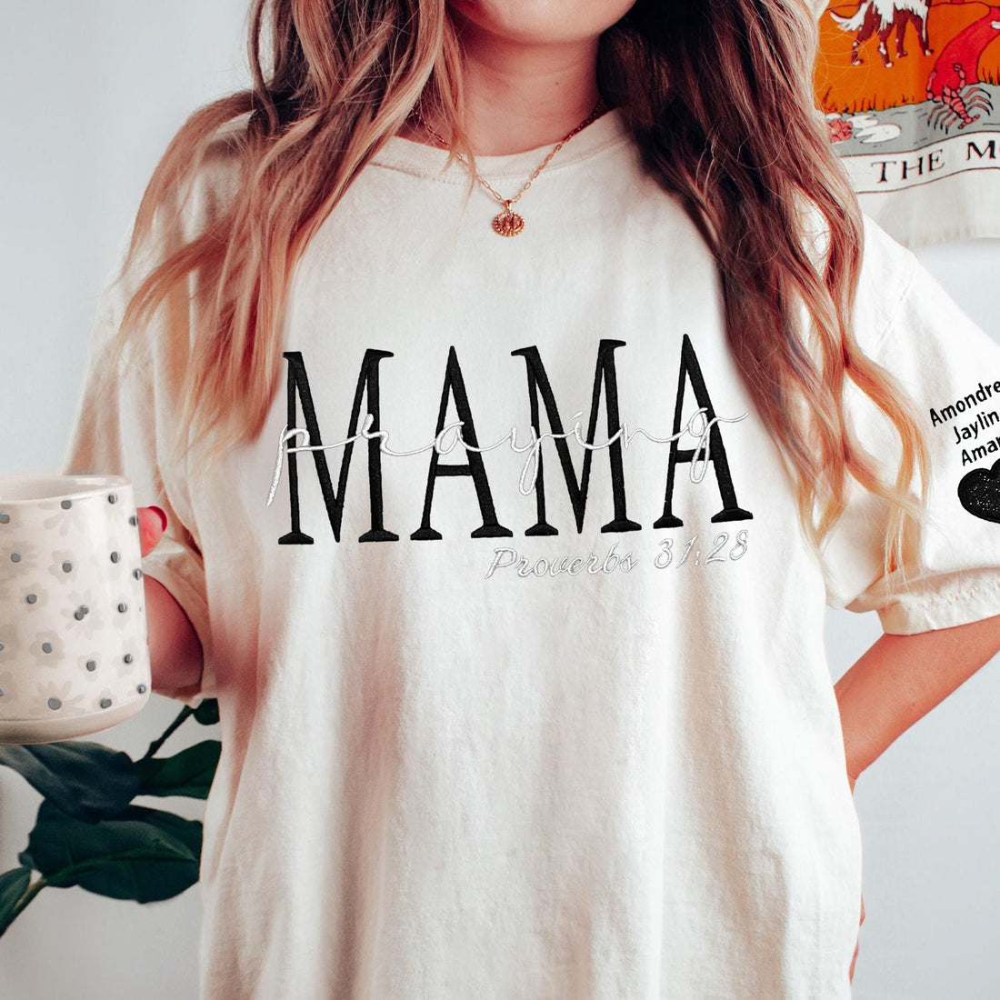 Personalized Praying Mama Embroidered T-Shirt/Sweatshirt