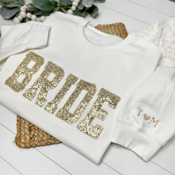 Personalized Bride Embroidered Sequin Sweatshirt