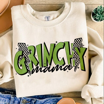 Custom Retro Grinchy Mama Christmas Sweatshirt