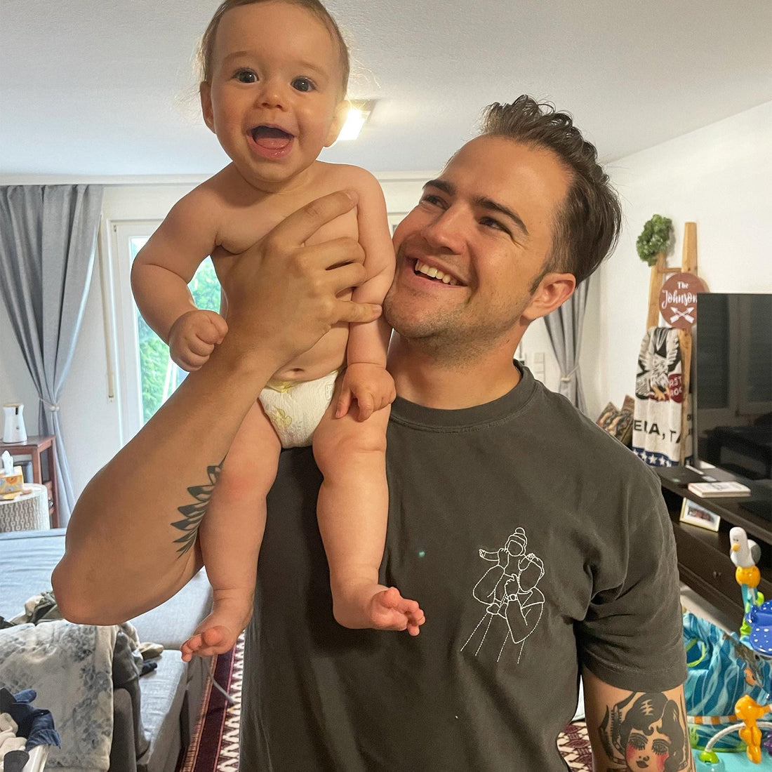 Custom Photo Shirt For Dad - Dad Portrait Embroidered Shirt