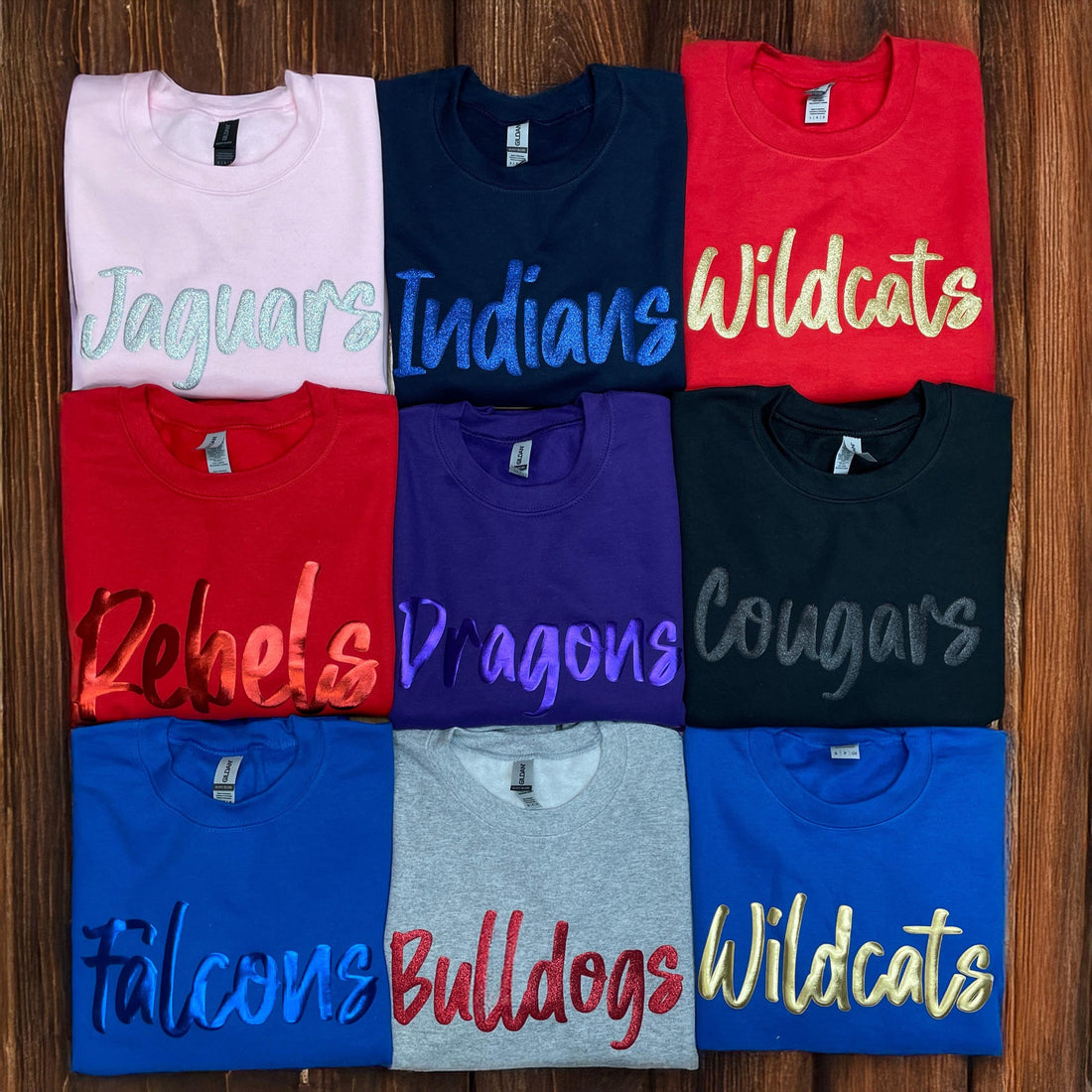 Custom Puff Print Team Name T-shirt - Personalized Metallic Puff Print