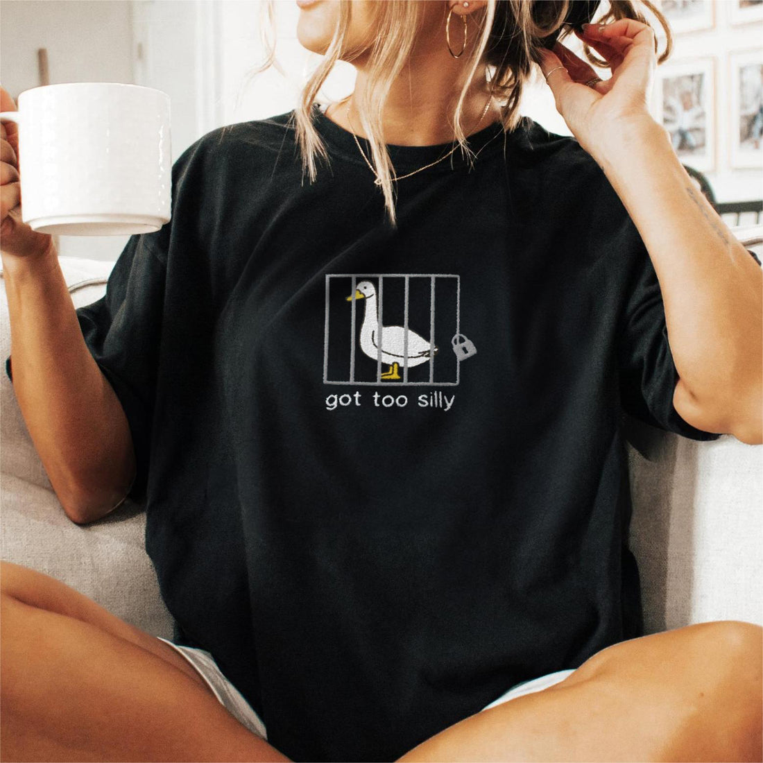 Embroidered Silly Goose Shirt - Got too silly T-Shirt Funny Shirt Gift