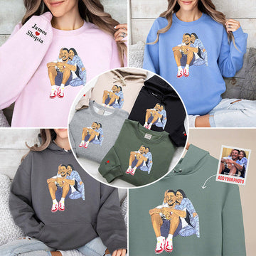 Custom Photo Portrait Embroidered Sweatshirt