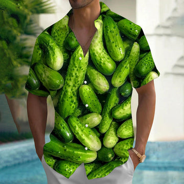 Customized Banana Cucumber Vegetable Fruit Hawaiian Shirt - Custom Face Photos
