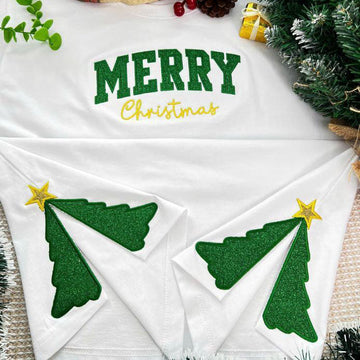 Personalized Merry Christmas Xmas Tree Bow Side Shirt