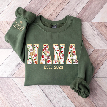 Embroidered Grandma Floral Applique Sweatshirt Hoodie
