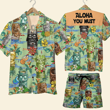Shirt and Shorts - Aloha You Must - Tiki Pattern