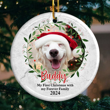 My First Christmas With My Forever Family - Personalized Ceramic Christmas Ornament