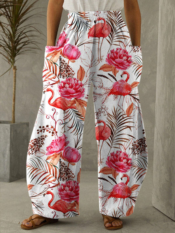Women's Floral Flamingo Print Lounge Pants