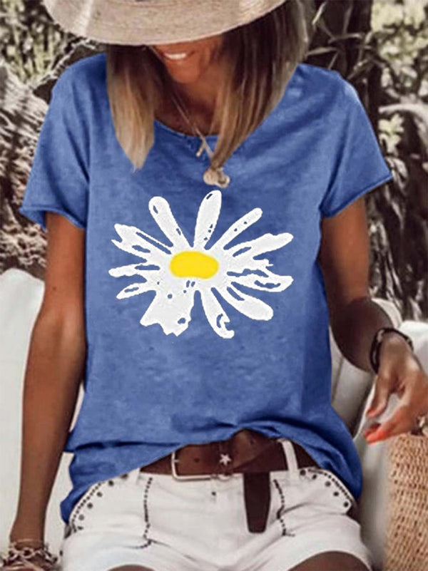 Summer Daisy Print Women's Short sleeve tops