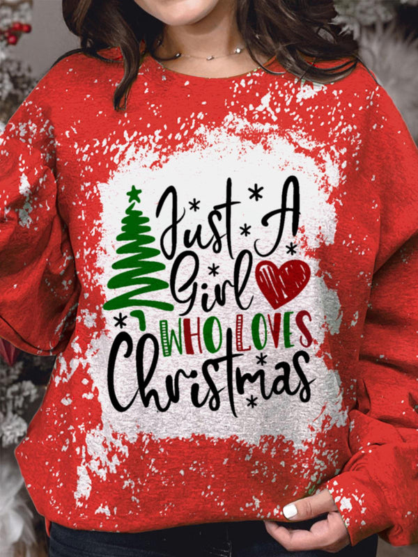 Just A Girl Who Loves Christmas Print Long Sleeve Top