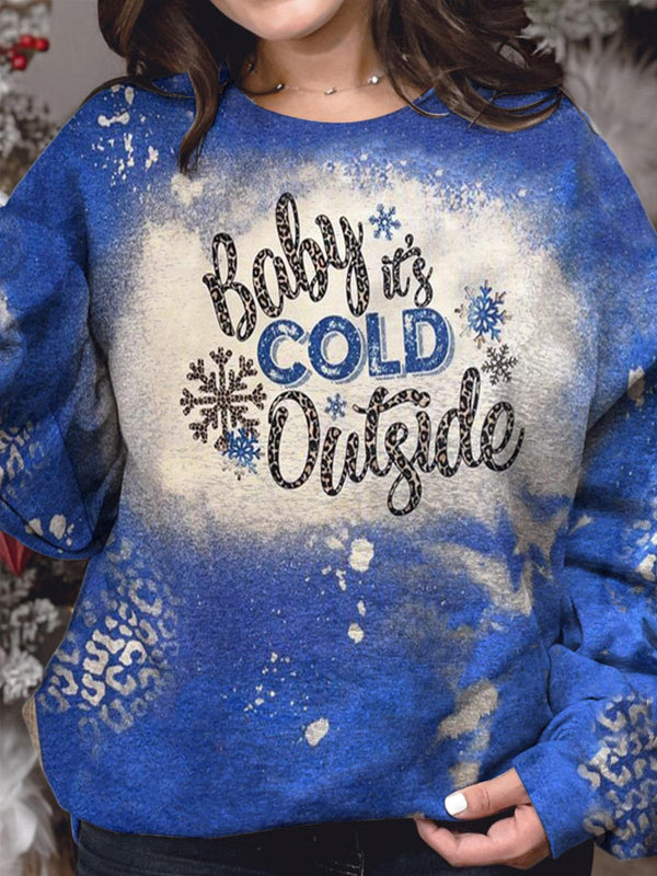 Baby It's Cold Outside Print Long Sleeve Top