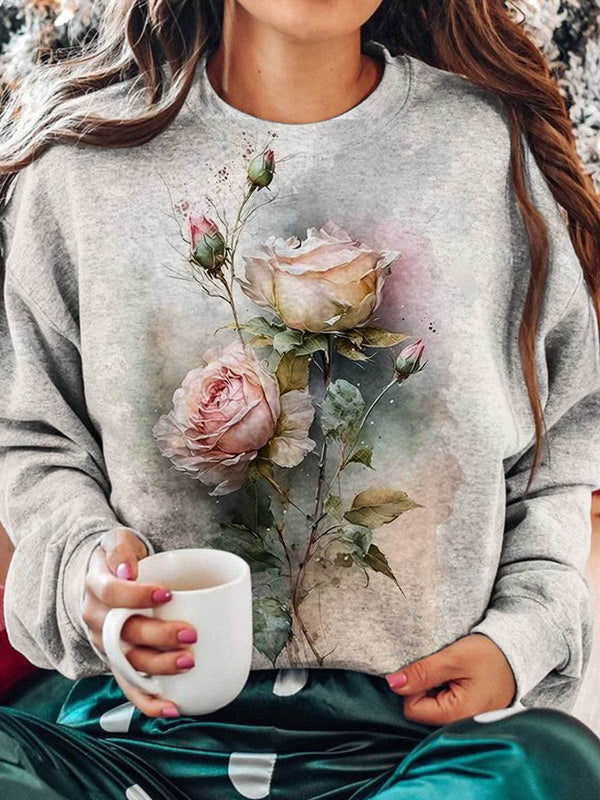 Women's Floral Print Casual Long Sleeve Top