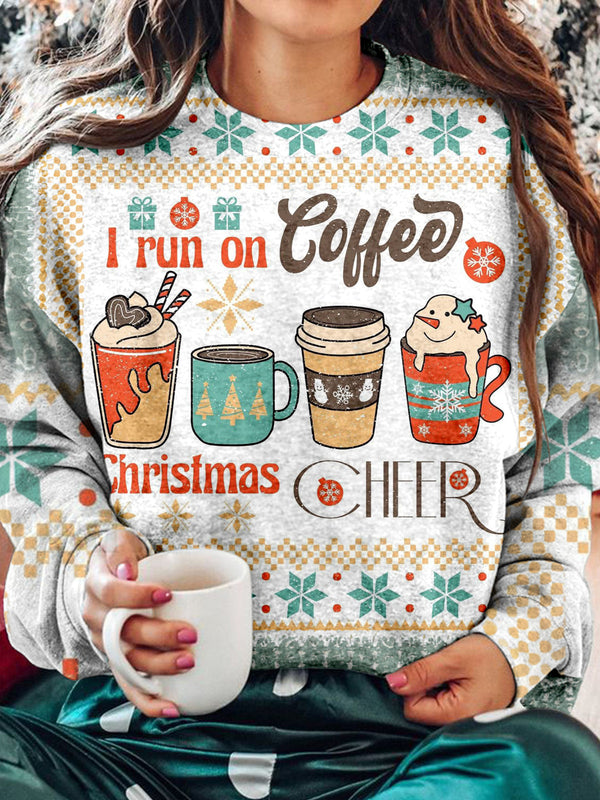 I Run On Coffee And Christmas Cheer Long Sleeve Top