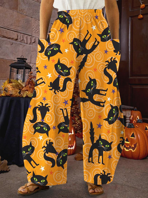 Halloween Funny Cat Print Pants