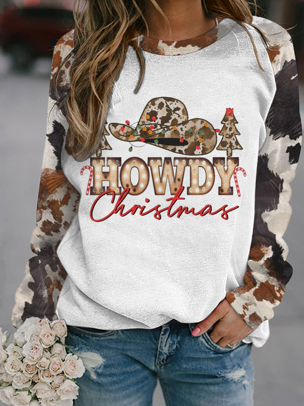 Howdy Christmas Long Sleeve Casual Top