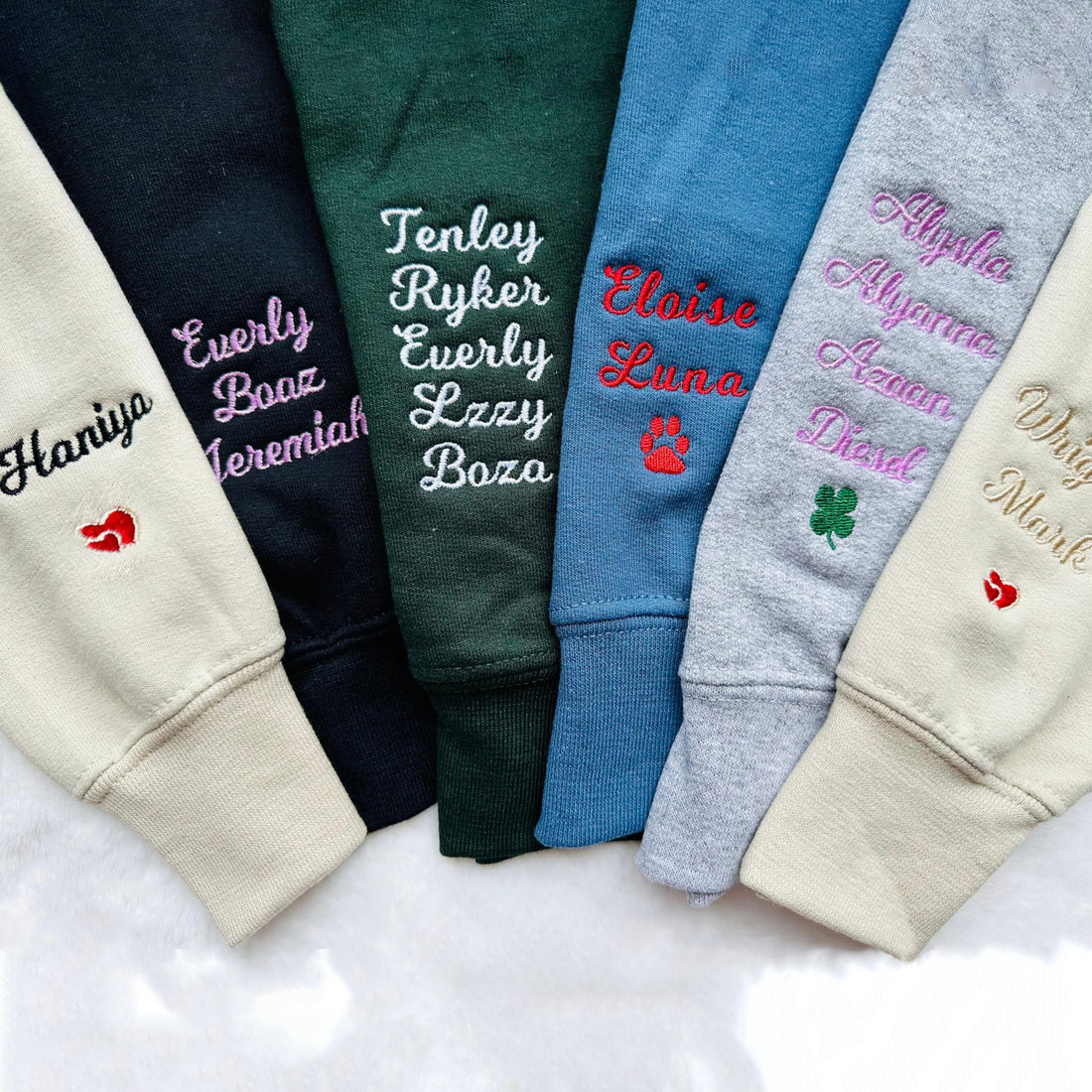 Custom Collar Heart Embroidered Mama Grandma Sweatshirt