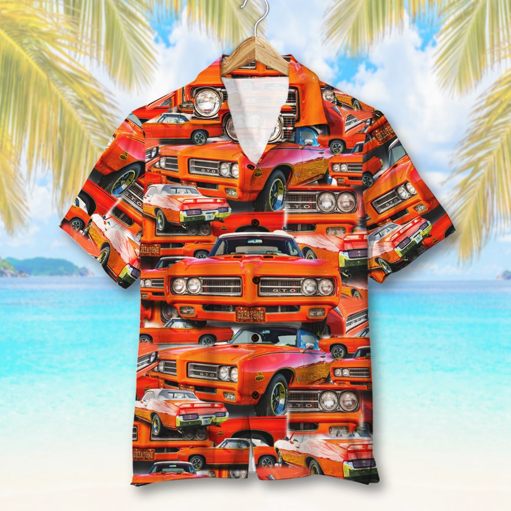 Custom Photo Muscle Car Seamless Pattern Hawaiian Shirt