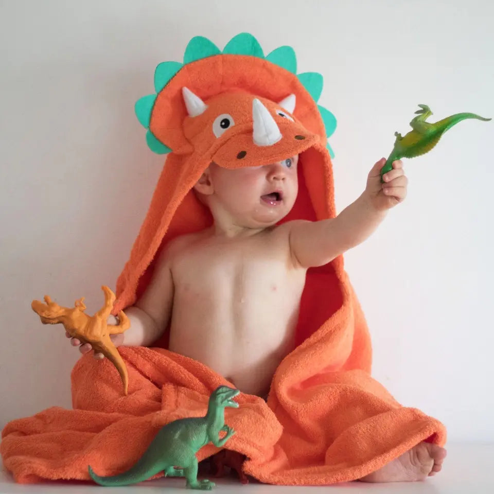 Dinosaur Hooded Towel For Baby And Toddler - Personalized Beach Bath Pool Kids Towel Fits 2-8yrs Unisex