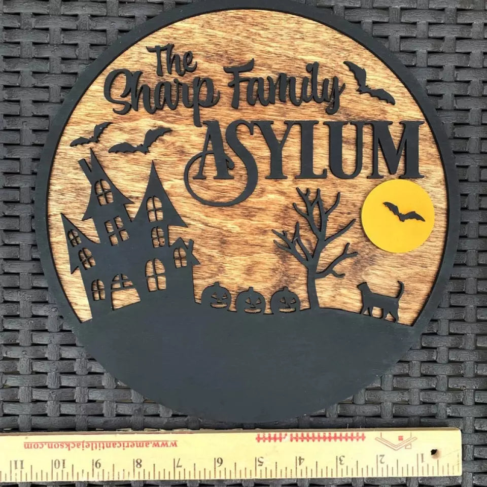 Personalized Halloween Family Sign - Custom Asylum Sign