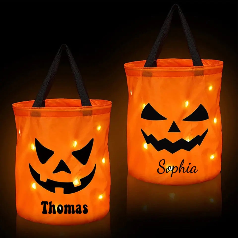 Personalized Halloween LED Light Pumpkin Bucket _ C (4)