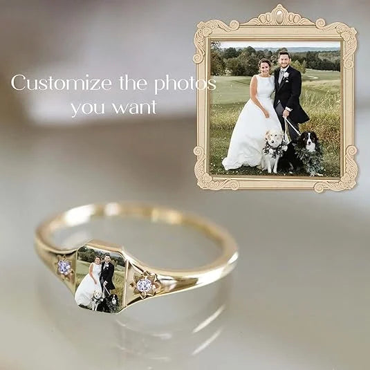 Personalized Birthstone Photo Ring