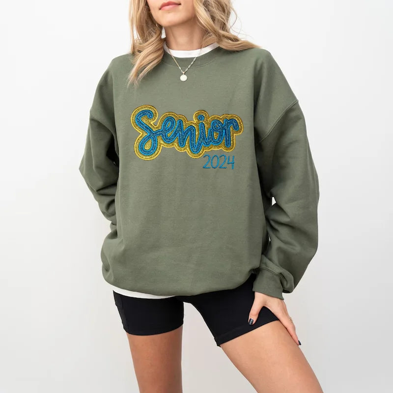 Class Of 2025 - Custom Embroidered Glitter Sequined Senior Sweatshirt