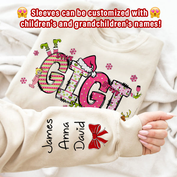 Personalized Grandma Mom With Kids Names Christmas Sweatshirt