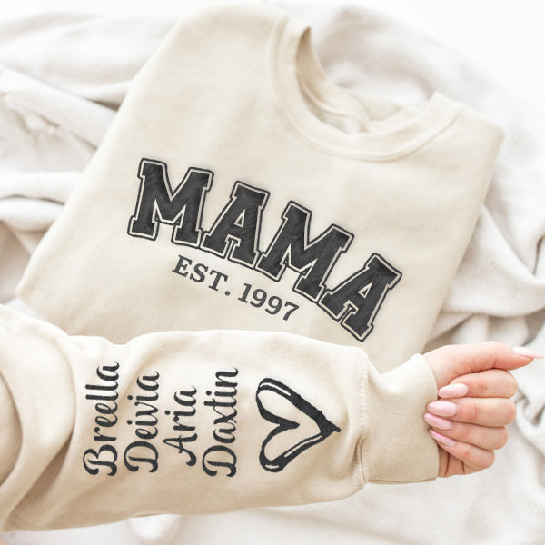 Personalized Mama Puff Print Sweatshirt