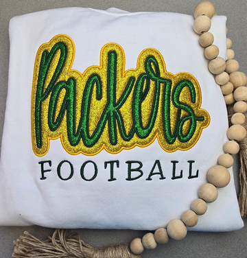 Personalized Embroidered Packers Glitter HOODED Sweatshirt with Border