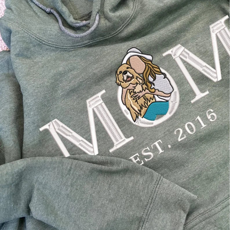 Custom Mom Photo Embroidered Sweatshirt