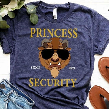 Personalized Princess Security Custom Daddy Est Year T Shirt - Gift For Dad, Beauty And The Beast