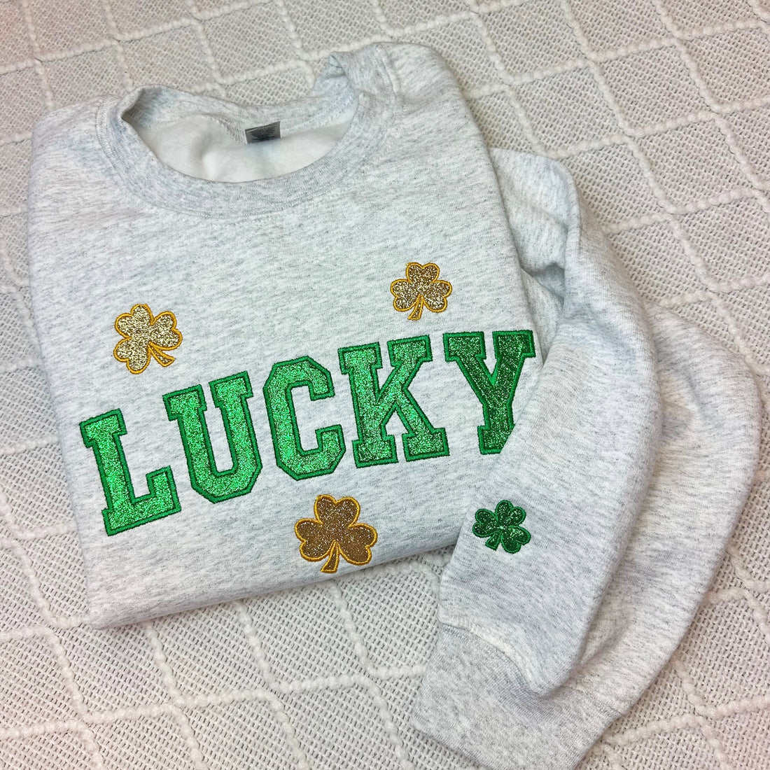 St Patty's Lucky Glitter Embroidered Sweatshirt