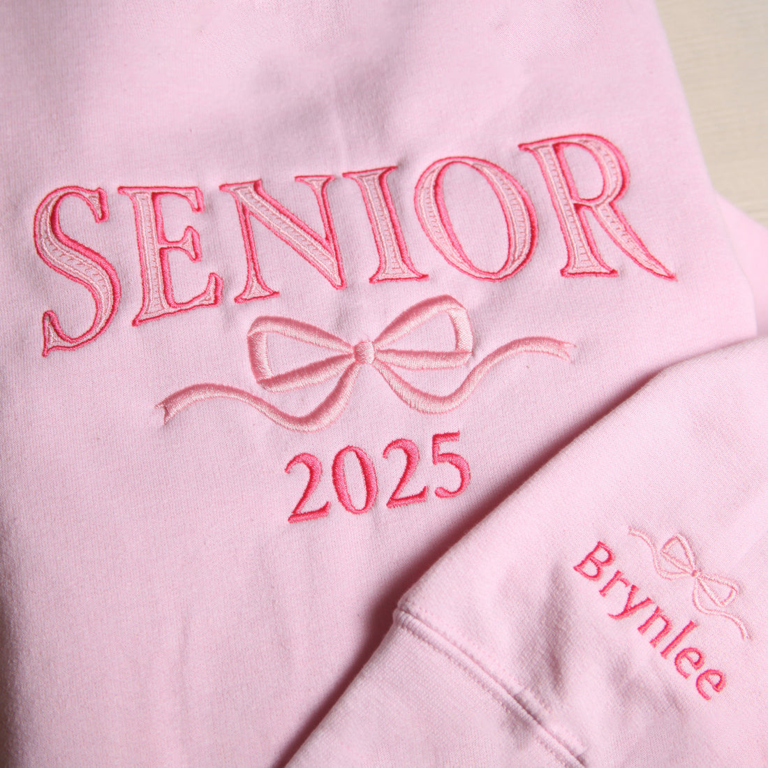 Personalized Embroidered Senior Coquette Bow Sweatshirt -  Senior Team Shirts