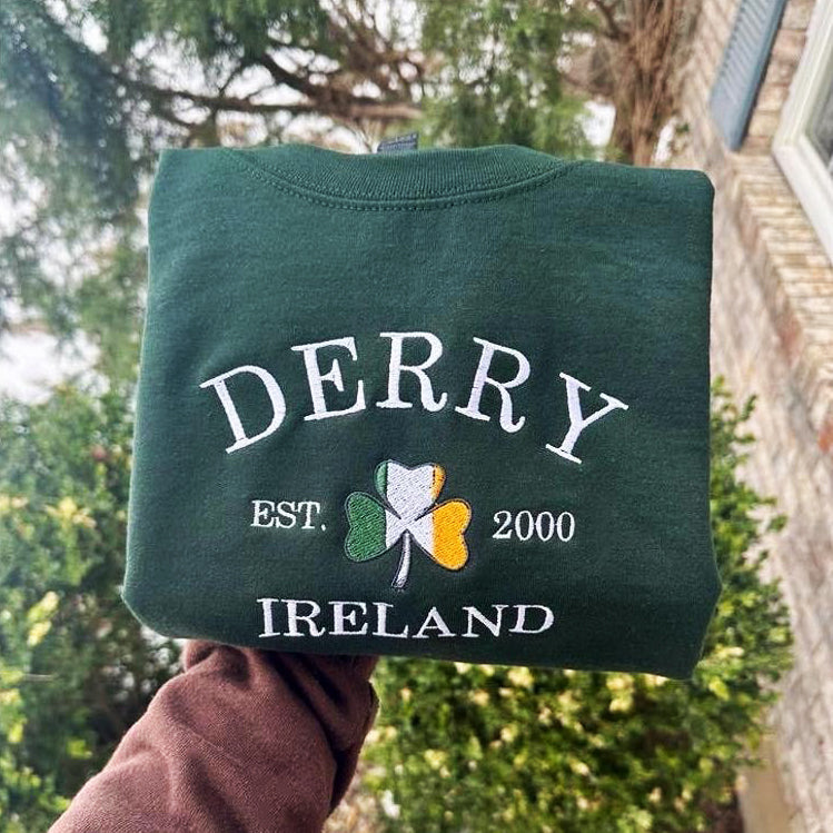 St Patrick Day - Personalized Ireland City/County Embroidered Sweatshirt