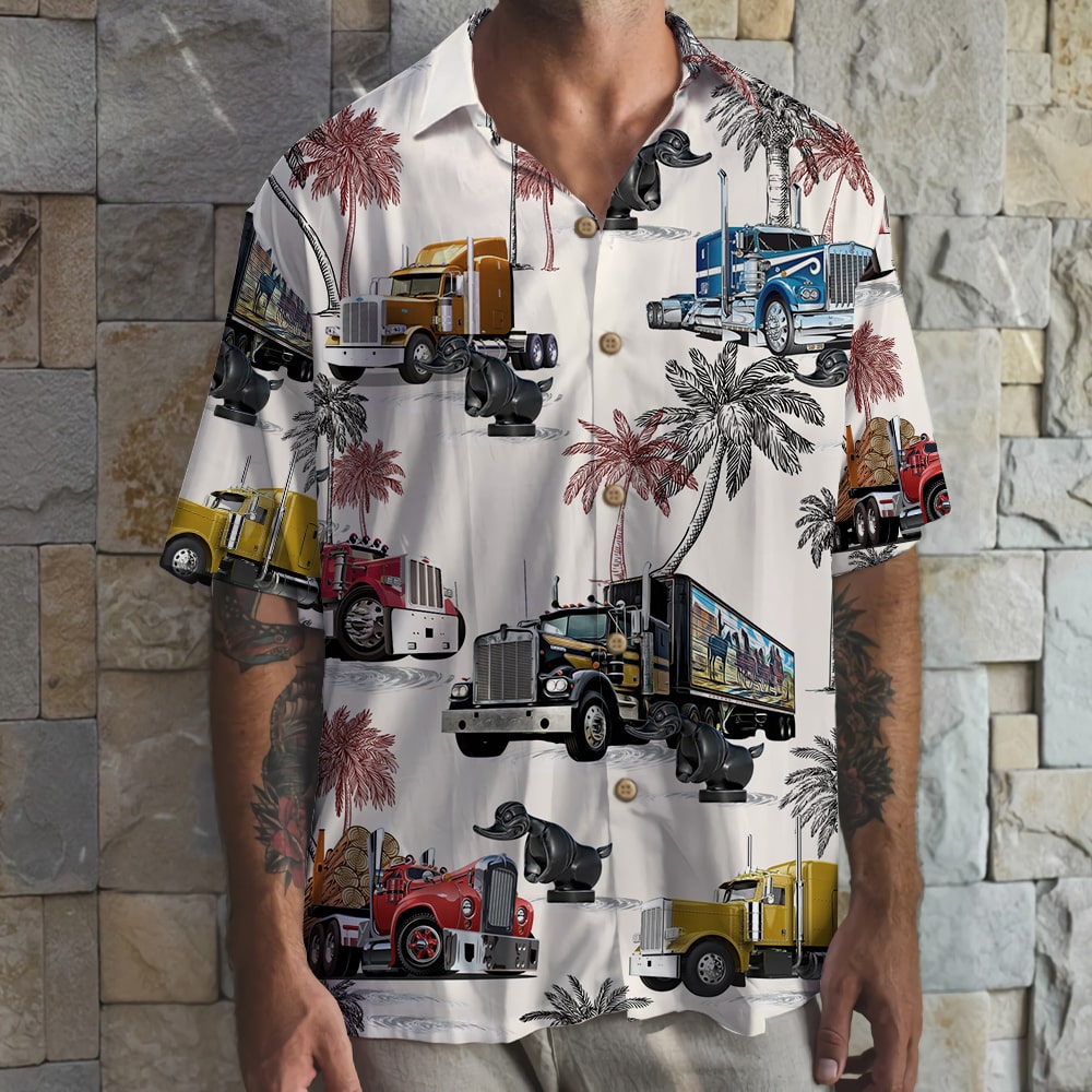 Truck With Duck Pattern Hawaiian Shirt, Aloha Shirt - Summer Gift For Trucker