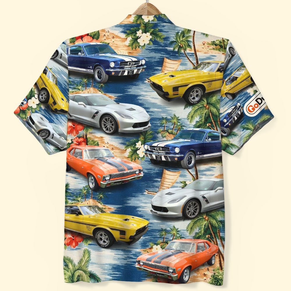 Custom Muscle Car Photo Hawaiian Shirt - Gift For Car Lovers